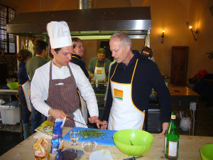 Italian Chef Alberto guiding one of his students